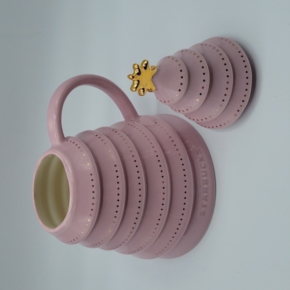 Starbucks Christmas tree Ceramic Mug pink 12 oz - Picture 4 of 7